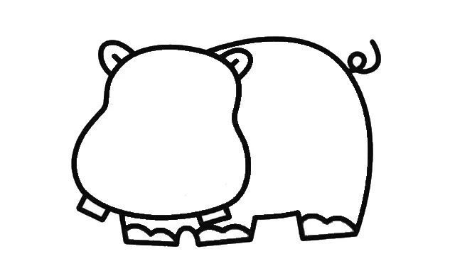 河马怎么画 涂色的河马简笔画教程