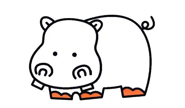 河马怎么画 涂色的河马简笔画教程