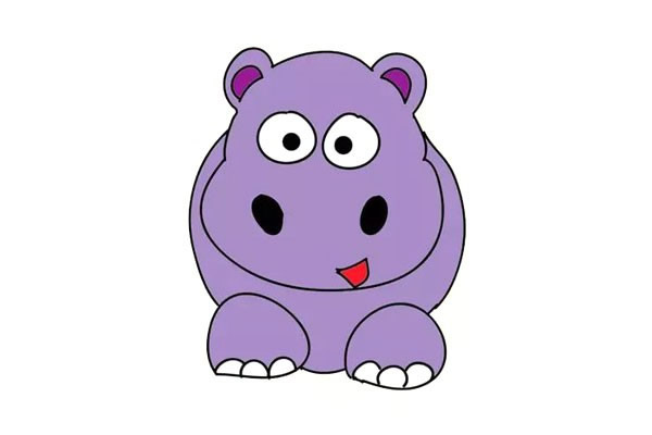 一步步教你画可爱的河马简笔画