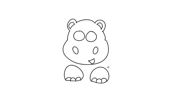 一步步教你画可爱的河马简笔画