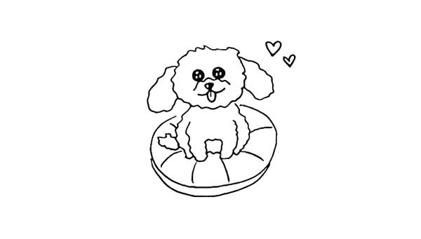 坐垫上的泰迪简笔画步骤