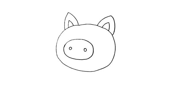 开心小猪简笔画步骤