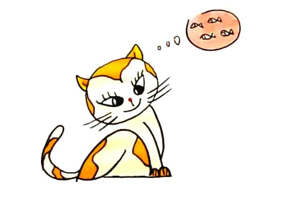 想吃鱼的小花猫简笔画步骤 想吃鱼的小花猫简笔画步骤