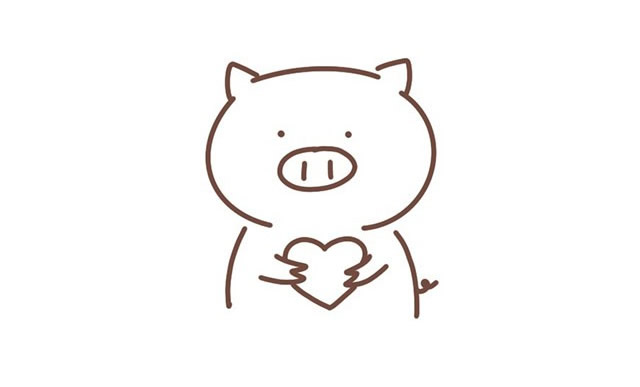 告白的爱心小猪简笔画 告白的爱心小猪简笔画