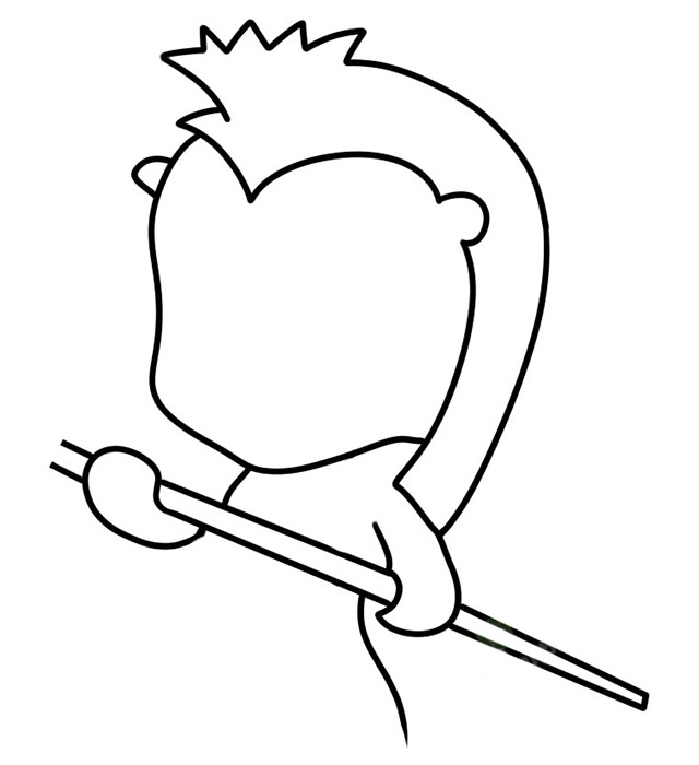 拿着钢叉的卡通海马简笔画