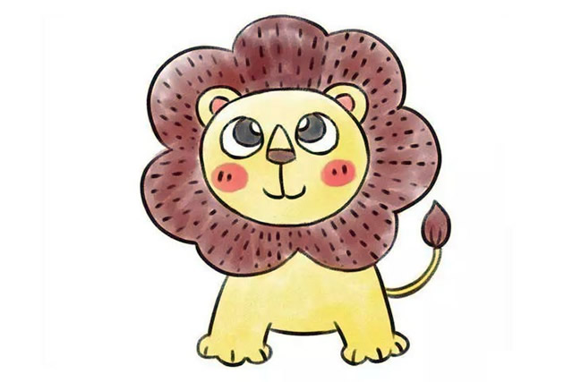 可爱的小狮子简笔画步骤