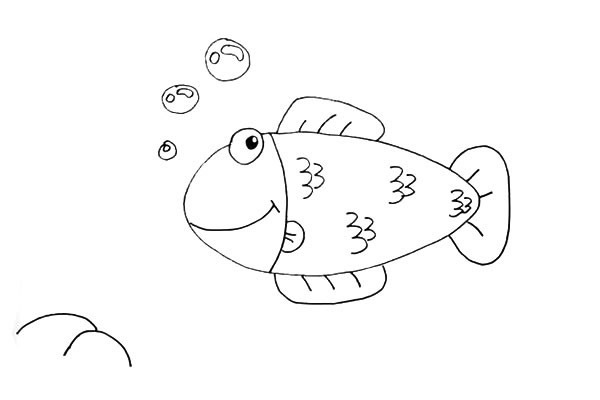 海草和小鱼卡通简笔画教程 海草和小鱼卡通简笔画教程