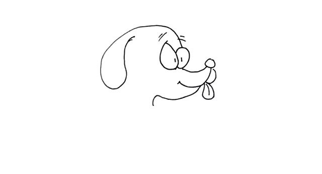 吃食的小黄狗简笔画步骤