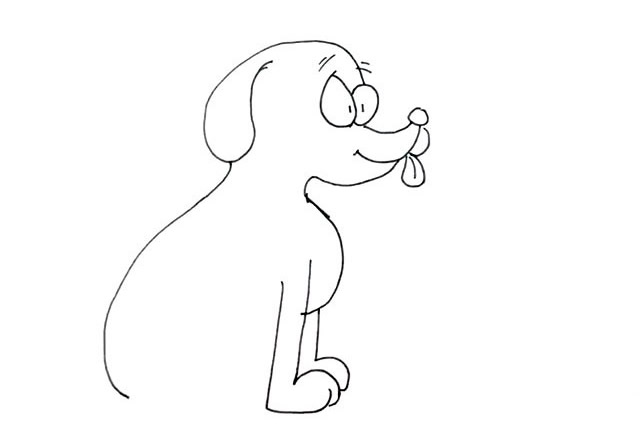 吃食的小黄狗简笔画步骤