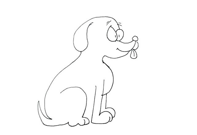 吃食的小黄狗简笔画步骤