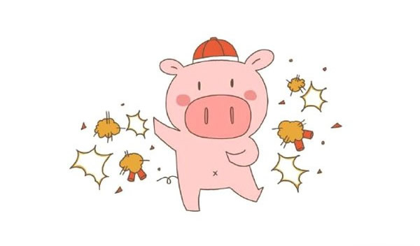 放鞭炮的小猪简笔画教程