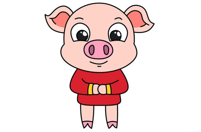 拜年的小猪简笔画教程