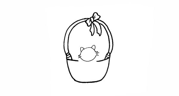 篮子里的小猫咪简笔画步骤