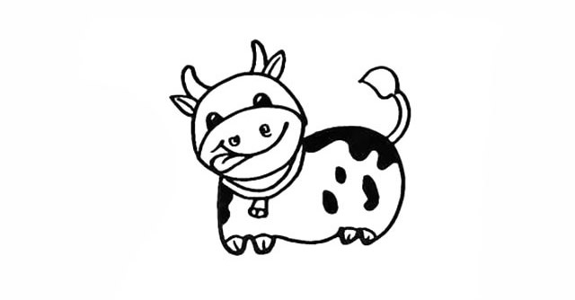 带颜色的奶牛简笔画怎么画