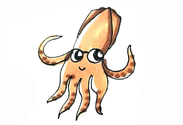 鱿鱼怎么画 卡通鱿鱼简笔画步骤 鱿鱼怎么画 卡通鱿鱼简笔画步骤