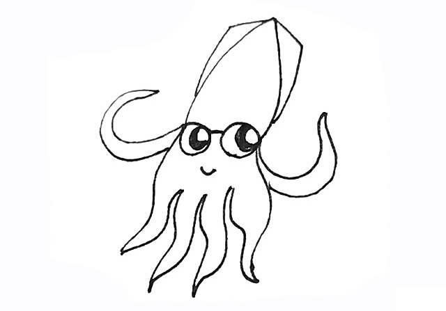 鱿鱼怎么画 卡通鱿鱼简笔画步骤 鱿鱼怎么画 卡通鱿鱼简笔画步骤