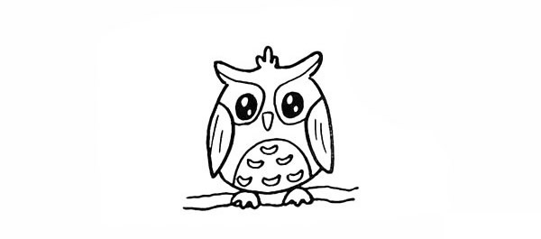 月光下的猫头鹰简笔画步骤 月光下的猫头鹰简笔画步骤