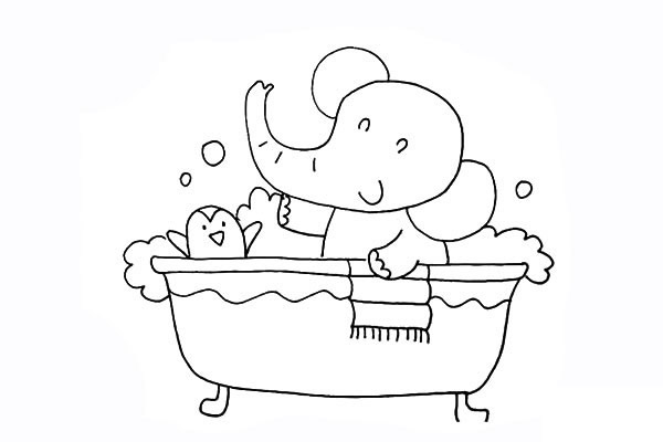 洗澡的大象简笔画步骤 洗澡的大象简笔画步骤