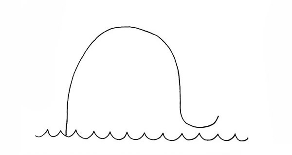 大海边的卡通鲸鱼简笔画