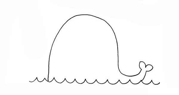 大海边的卡通鲸鱼简笔画