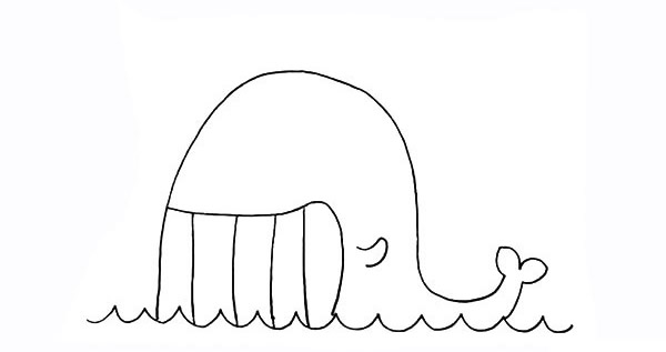 大海边的卡通鲸鱼简笔画