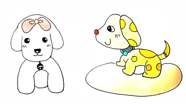 两只可爱的小狗简笔画 两只可爱的小狗简笔画