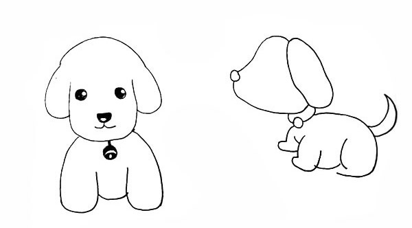 两只可爱的小狗简笔画 两只可爱的小狗简笔画