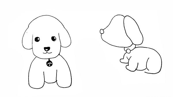 两只可爱的小狗简笔画 两只可爱的小狗简笔画
