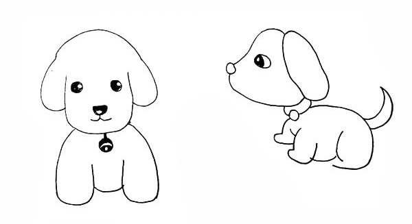 两只可爱的小狗简笔画 两只可爱的小狗简笔画