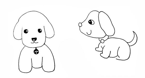 两只可爱的小狗简笔画 两只可爱的小狗简笔画