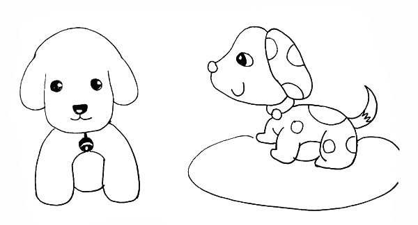 两只可爱的小狗简笔画 两只可爱的小狗简笔画