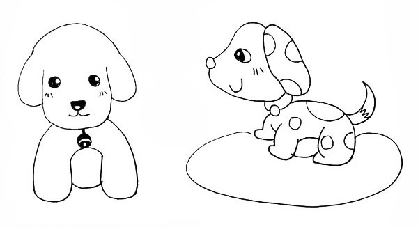 两只可爱的小狗简笔画 两只可爱的小狗简笔画