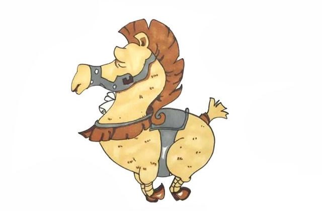 带颜色的战马简笔画步骤