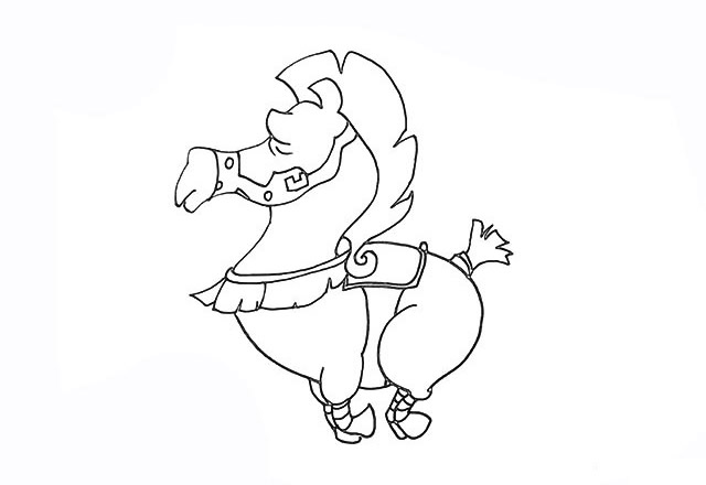 带颜色的战马简笔画步骤