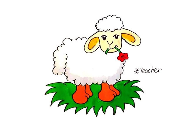 嘴里叼着花的小绵羊简笔画 嘴里叼着花的小绵羊简笔画