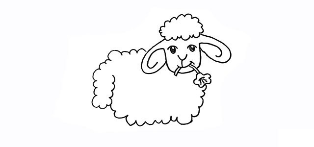 嘴里叼着花的小绵羊简笔画 嘴里叼着花的小绵羊简笔画