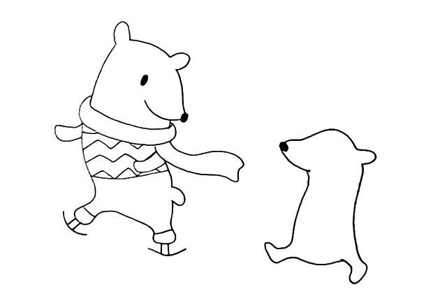 两只北极熊卡通简笔画