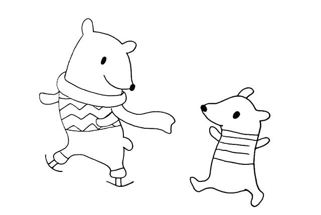 两只北极熊卡通简笔画