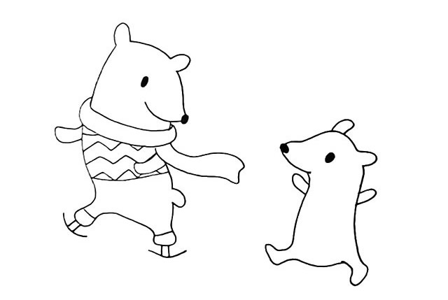 两只北极熊卡通简笔画