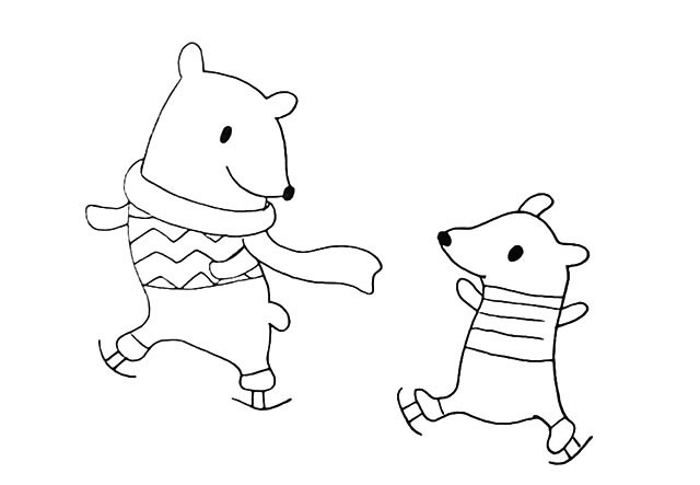 两只北极熊卡通简笔画