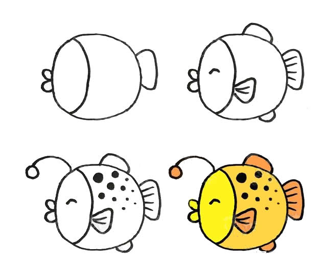 琵琶鱼简笔画步骤