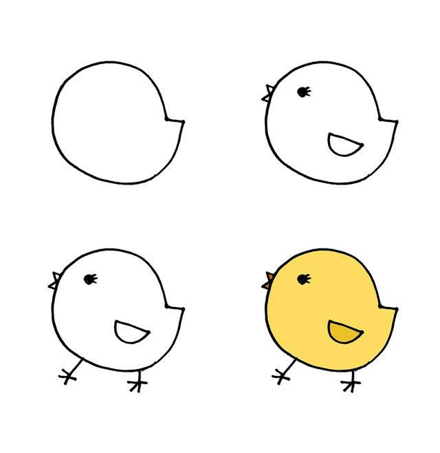 一组小鸡简笔画大全