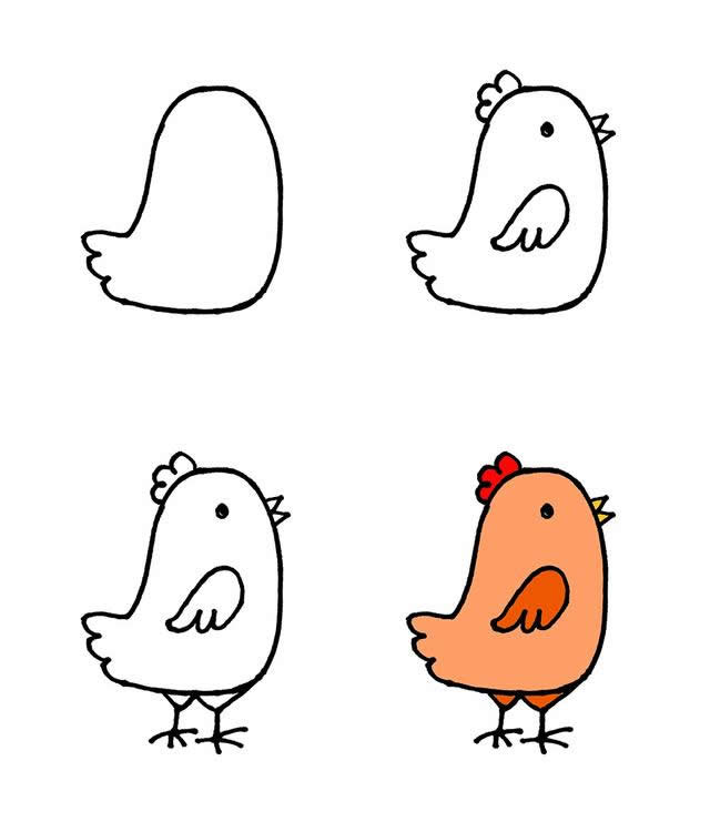 一组小鸡简笔画大全