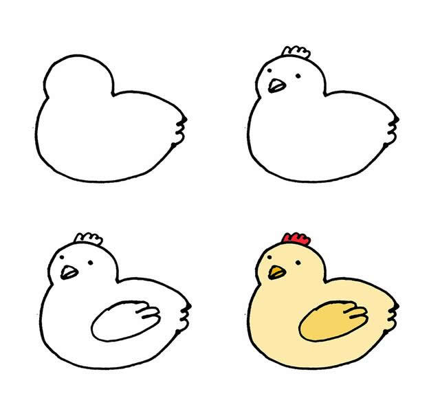 一组小鸡简笔画大全