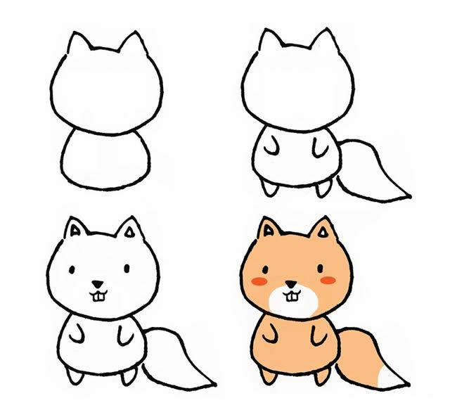 4组可爱的松鼠简笔画
