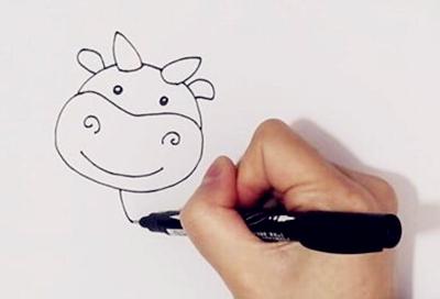 草地上的奶牛简笔画步骤 草地上的奶牛简笔画步骤