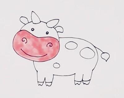 草地上的奶牛简笔画步骤 草地上的奶牛简笔画步骤