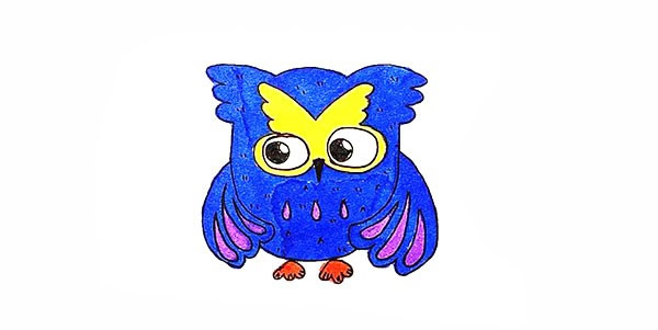 带颜色的猫头鹰简笔画步骤