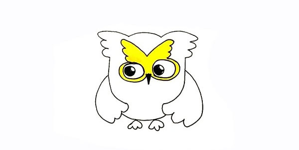 带颜色的猫头鹰简笔画步骤