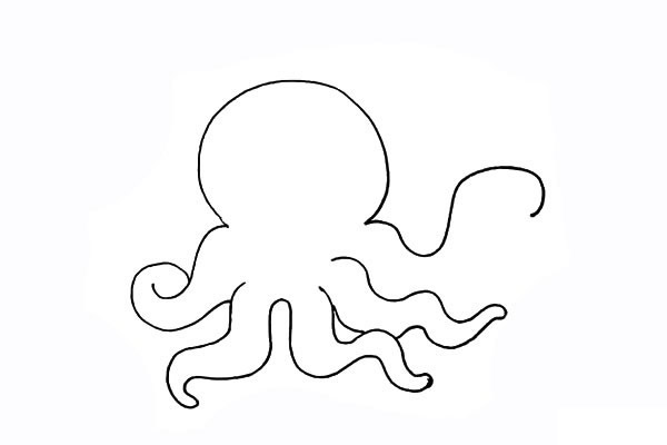 拿着冰激凌的章鱼简笔画